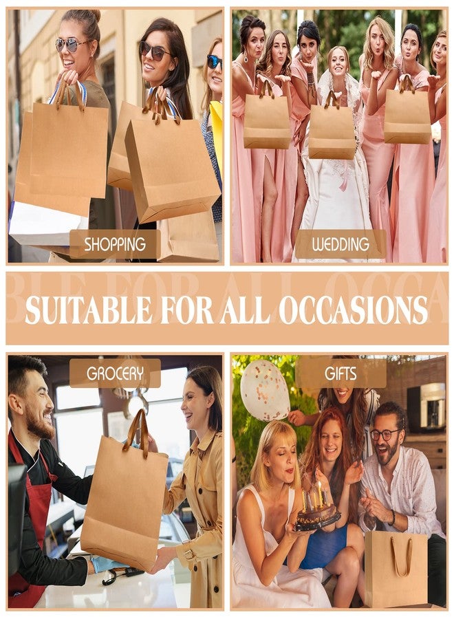 PerKoop 40 Pack Kraft Gift Bags Handled Paper 4 Sizes Goodie Bags with Handles Gift Wrap Dessert Shopping Sacks for Business Party Favors(Horizontal,Brown) - Image 5